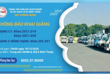 THÔNG BÁO KHAI GIẢNG KHÓA C1 VÀ C NÂNG HẠNG NGÀY 18/12/2025