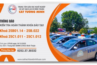 THÔNG BÁO KIỂM TRA HOÀN THÀNH KHÓA ĐÀO TẠO NGÀY 19-12-2025