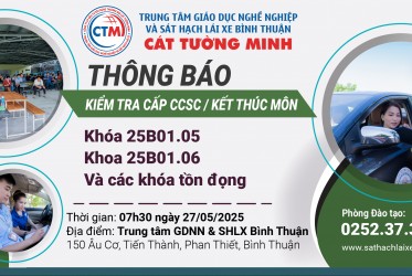 THÔNG BÁO KIỂM TRA CẤP CCSC / KIỂM TRA HẾT MÔN ngày 27-05-2025