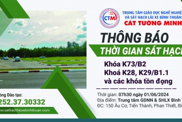THÔNG BÁO THỜI GIAN SÁT HẠCH ngày 01/06/2024